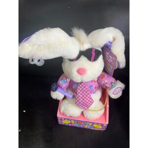 Dan Dee Go Happy Hopster Animated Singing Dancing Easter Bunny Plush WhitePurple